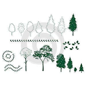 Flat trees set, Tree icons are set in a modern flat style